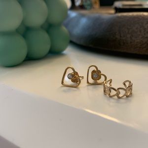 Heart Earrings Studs and Heart Ear Cuff